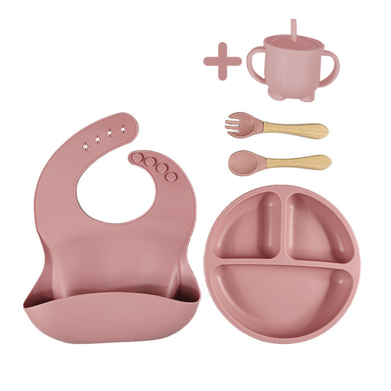 8-Piece Baby Silicone Feeding Set with Plates and Utensils