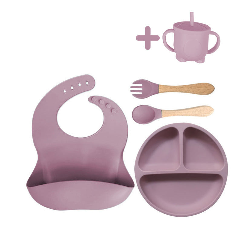 8-Piece Baby Silicone Feeding Set with Plates and Utensils