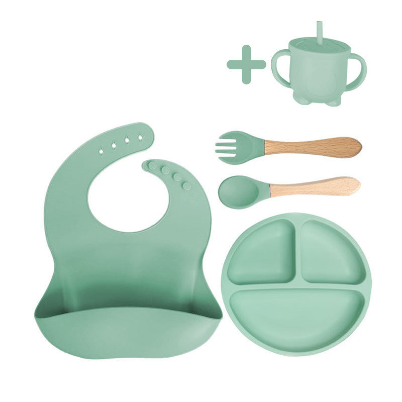 8-Piece Baby Silicone Feeding Set with Plates and Utensils