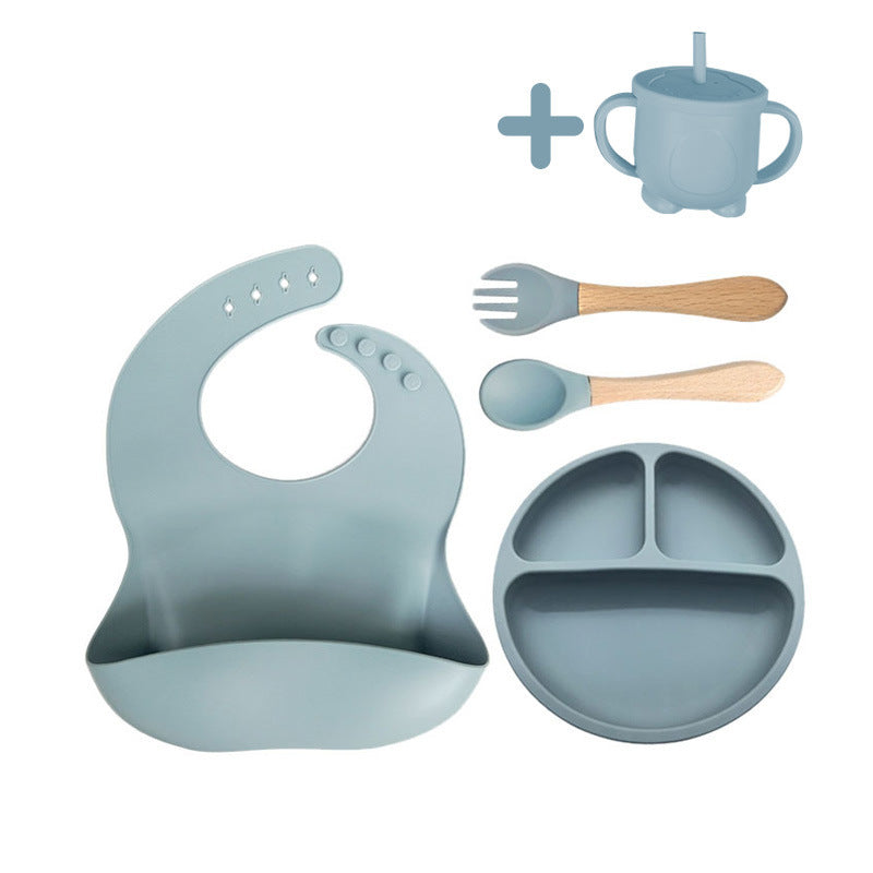 8-Piece Baby Silicone Feeding Set with Plates and Utensils