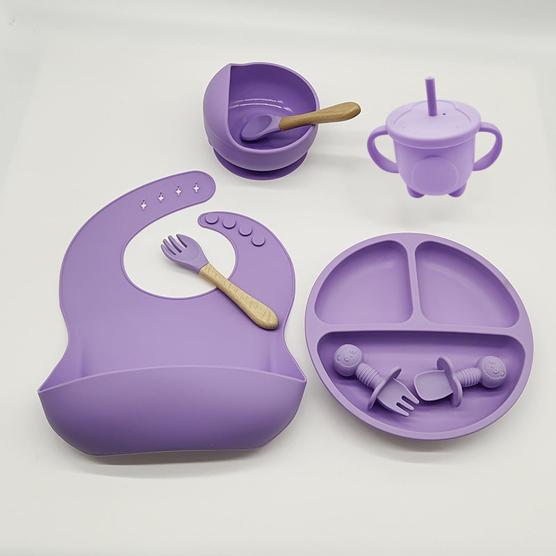 8-Piece Baby Silicone Feeding Set with Plates and Utensils