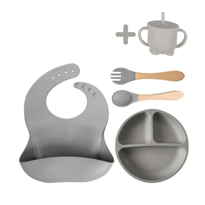 8-Piece Baby Silicone Feeding Set with Plates and Utensils