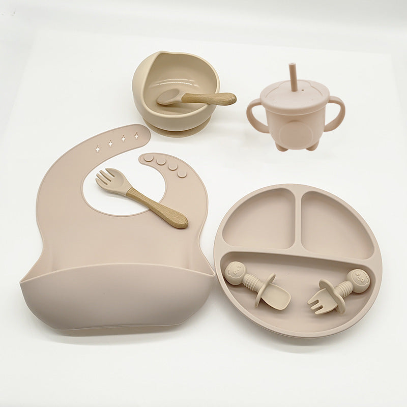 8-Piece Baby Silicone Feeding Set with Plates and Utensils